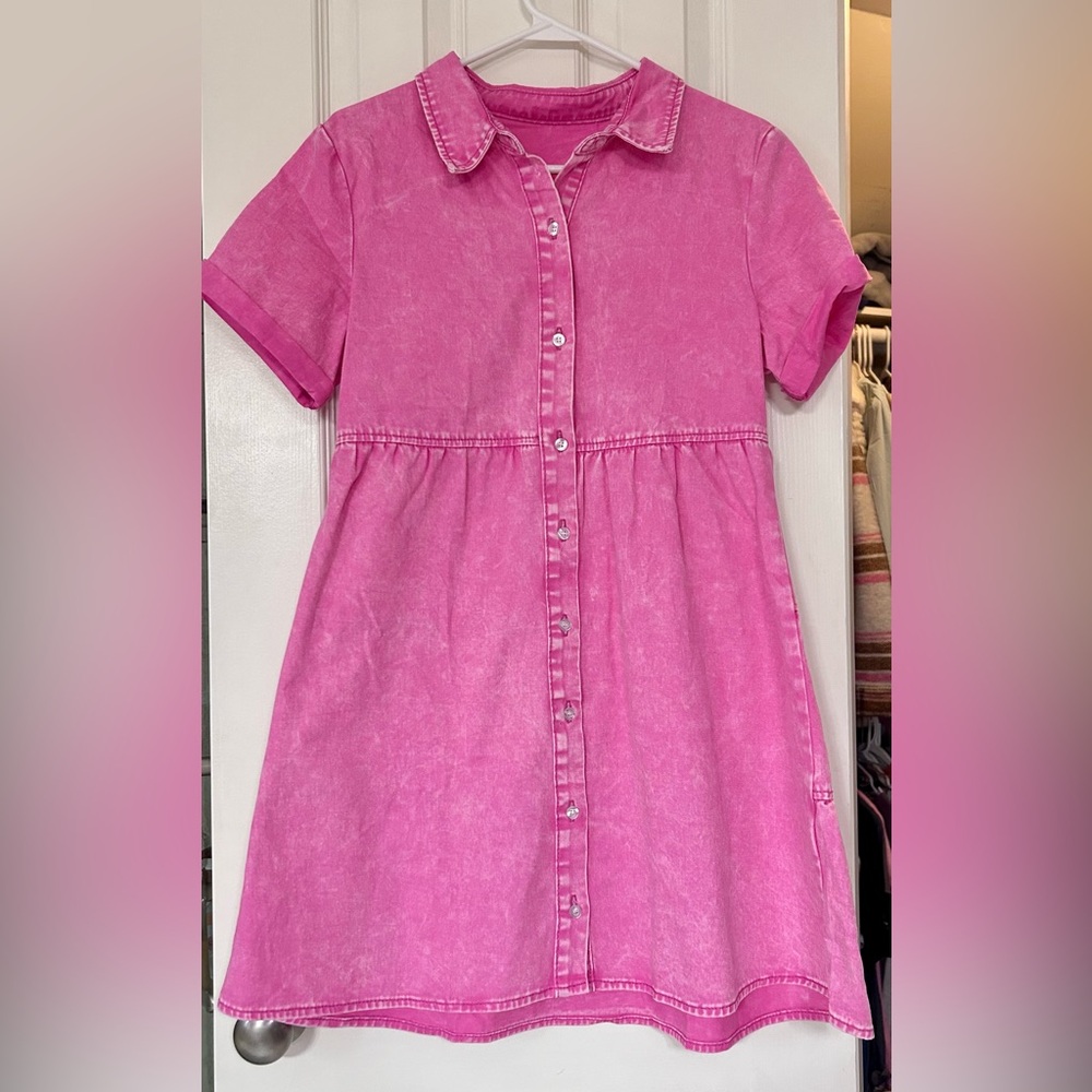 Pink denim dress size small
